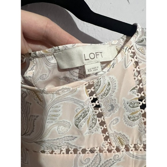 LOFT Pink Paisley Print Crew Neck Puff Long Sleeve Tunic Top Size XS - Picture 6 of 7